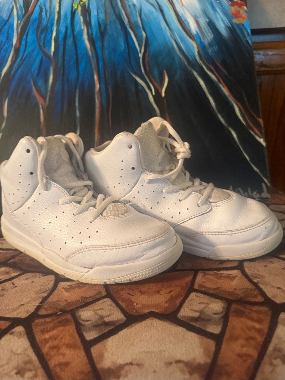 Vintage,Jordan Kids White High-Top Sneakers